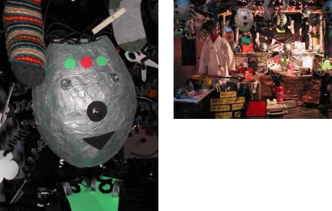 Laternenausstellung - 3a: Kleine Roboter aus Knisters Buch &bdquo;Die Sockensuchmaschine&ldquo;