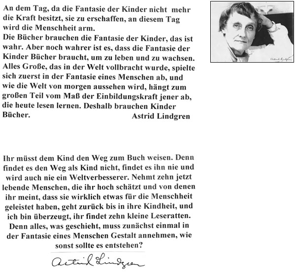Astrid Lindgren &uuml;ber die Macht des Lesens