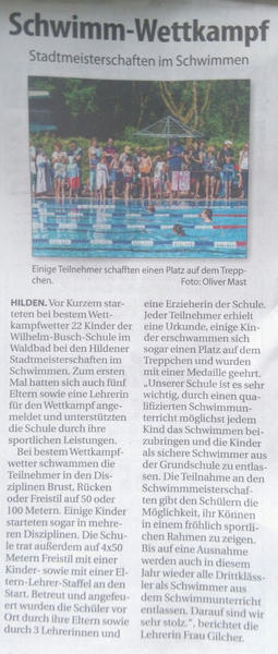 Artikel Wochen-Anzeiger Schwimmwettkampf