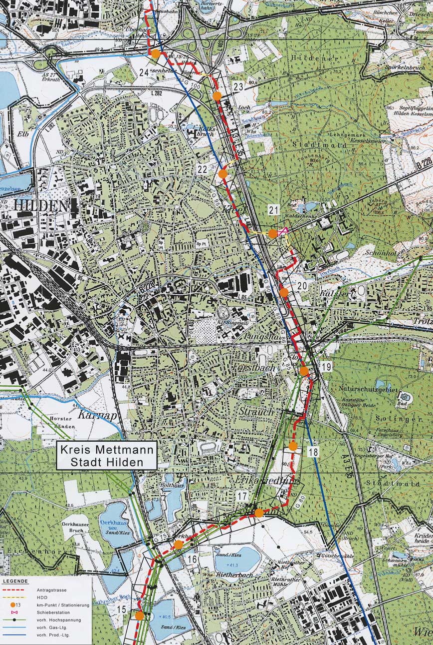 CO-Pipeline: Trassenverlauf in Hilden