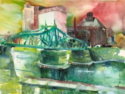 Aquarelle Jutta Hoefs-Uerdingen Hafen